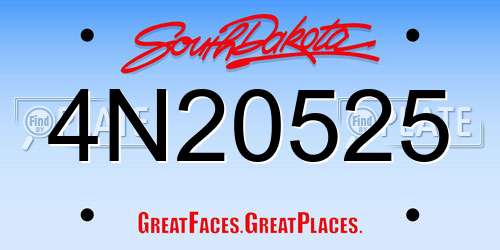 4N20525 South Dakota License Plate