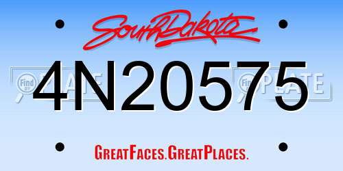 4N20575 South Dakota License Plate