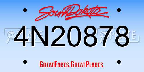 4N20878 South Dakota License Plate