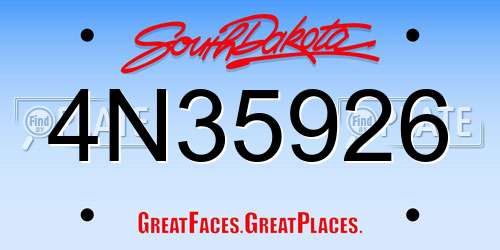 4N35926 South Dakota License Plate