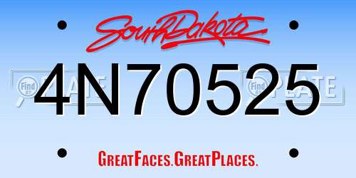 4N70525 South Dakota License Plate