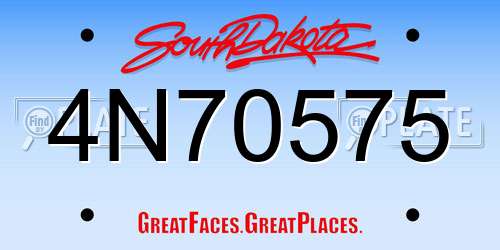 4N70575 South Dakota License Plate