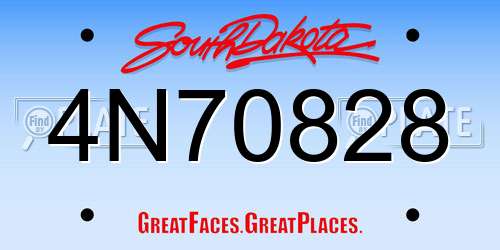 4N70828 South Dakota License Plate