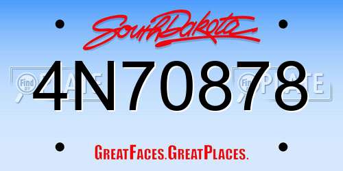 4N70878 South Dakota License Plate