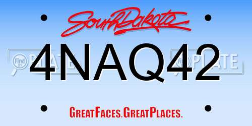 4NAQ42 South Dakota License Plate