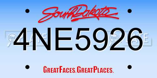 4NE5926 South Dakota License Plate