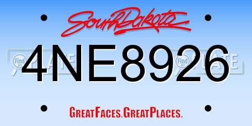 4NE8926 South Dakota License Plate