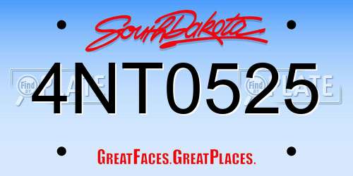4NT0525 South Dakota License Plate