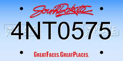 4NT0575 South Dakota License Plate