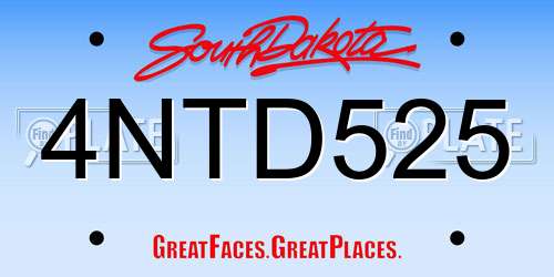 4NTD525 South Dakota License Plate