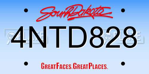 4NTD828 South Dakota License Plate