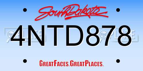 4NTD878 South Dakota License Plate
