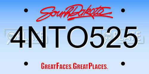 4NTO525 South Dakota License Plate