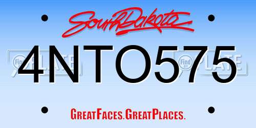 4NTO575 South Dakota License Plate