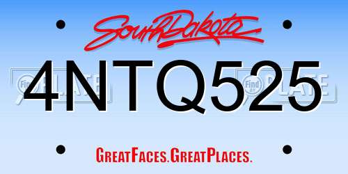 4NTQ525 South Dakota License Plate