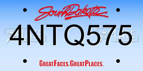 4NTQ575 South Dakota License Plate