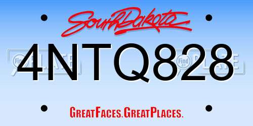 4NTQ828 South Dakota License Plate