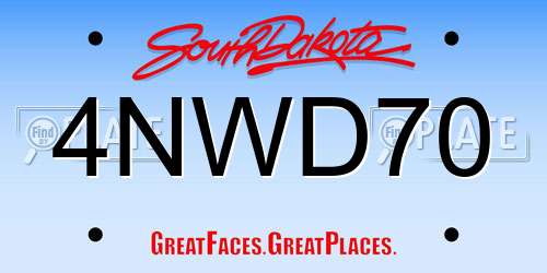 4NWD70 South Dakota License Plate