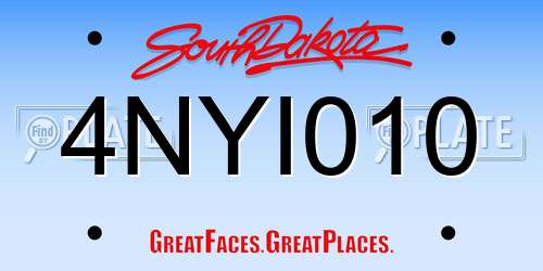 4NYI010 South Dakota License Plate