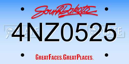 4NZ0525 South Dakota License Plate
