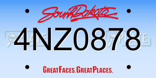 4NZ0878 South Dakota License Plate