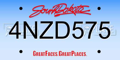4NZD575 South Dakota License Plate