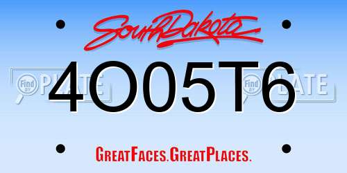 4O05T6 South Dakota License Plate