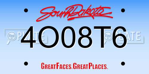 4O08T6 South Dakota License Plate