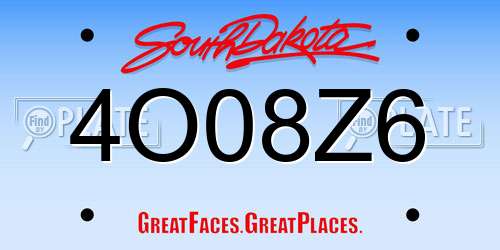 4O08Z6 South Dakota License Plate
