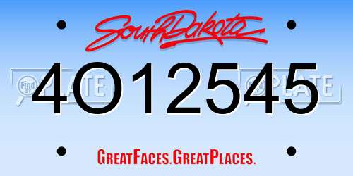 4O12545 South Dakota License Plate
