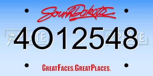 4O12548 South Dakota License Plate