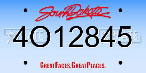 4O12845 South Dakota License Plate