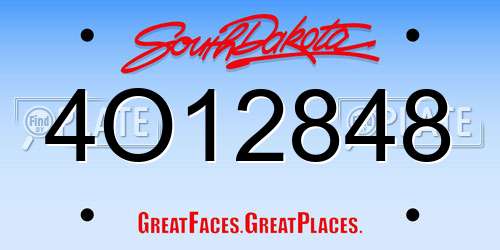 4O12848 South Dakota License Plate