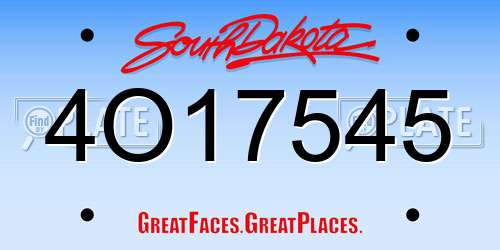 4O17545 South Dakota License Plate