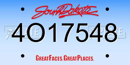 4O17548 South Dakota License Plate