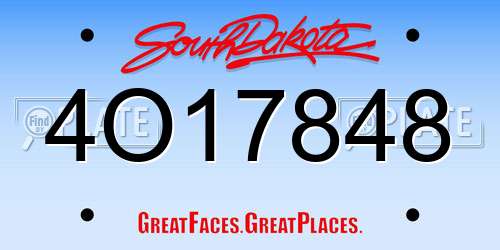 4O17848 South Dakota License Plate