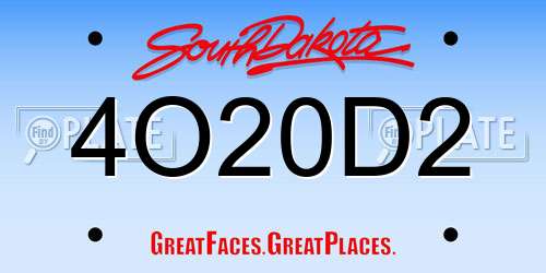 4O20D2 South Dakota License Plate