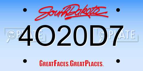 4O20D7 South Dakota License Plate
