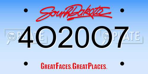 4O20O7 South Dakota License Plate