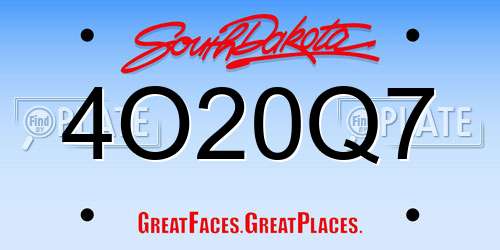 4O20Q7 South Dakota License Plate