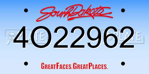 4O22962 South Dakota License Plate