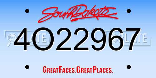 4O22967 South Dakota License Plate