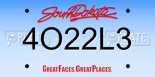 4O22L3 South Dakota License Plate
