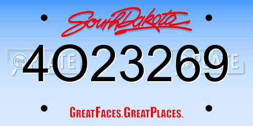 4O23269 South Dakota License Plate