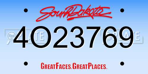 4O23769 South Dakota License Plate