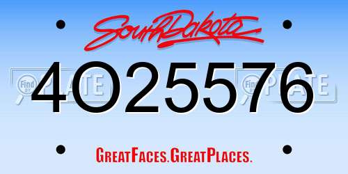 4O25576 South Dakota License Plate