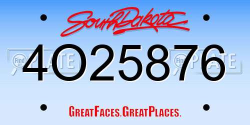 4O25876 South Dakota License Plate
