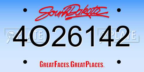 4O26142 South Dakota License Plate