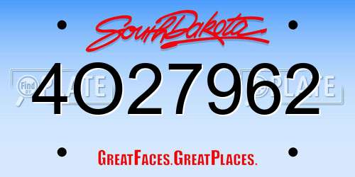 4O27962 South Dakota License Plate