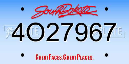 4O27967 South Dakota License Plate